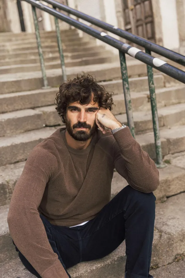 MOS MOSH Knits Men MMGPablo Wool Knit Brown Latte MOS MOSH Knits Men MMGPablo Wool Knit Brown Latte