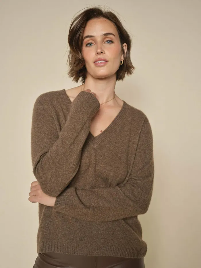 MOS MOSH Knits Women MMArlie Cashmere VNeck Knit Rain Drum