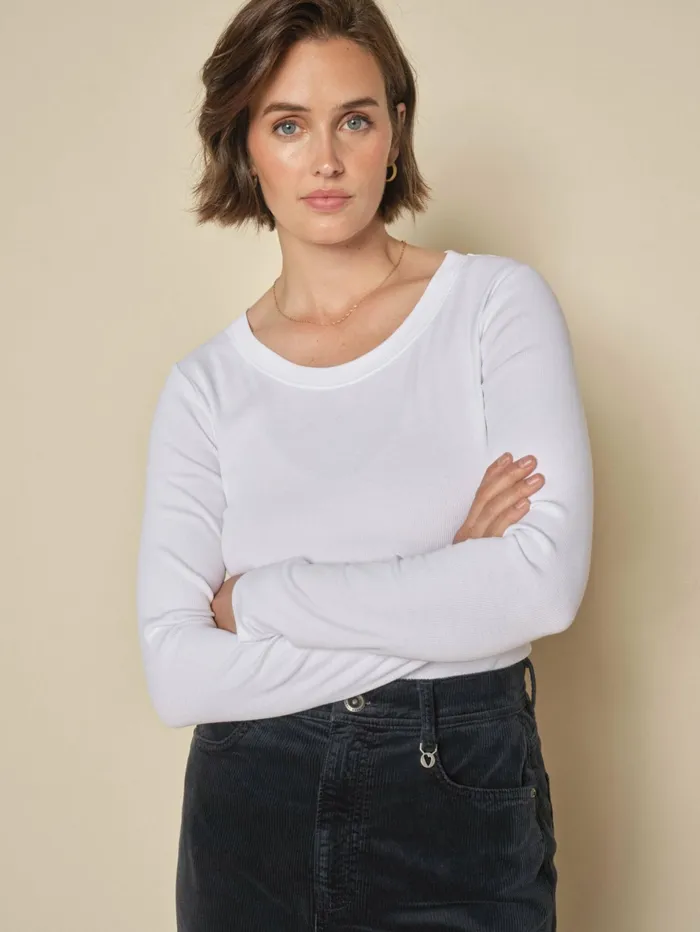 MOS MOSH Tees Women MMNicole OLS Rib Tee White