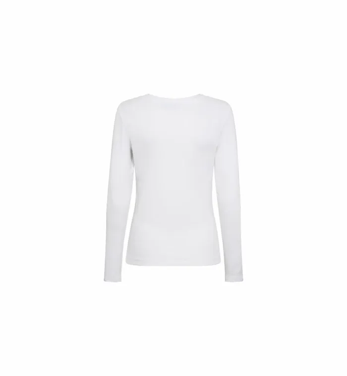 MOS MOSH Tees Women MMNicole OLS Rib Tee White MOS MOSH Tees Women MMNicole OLS Rib Tee White