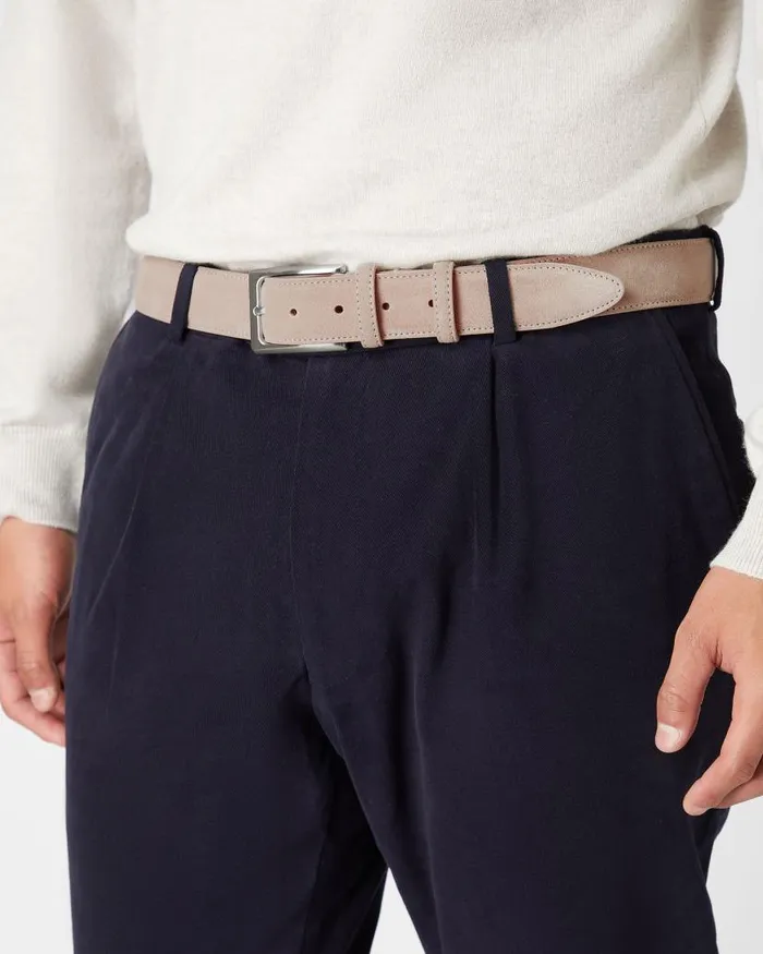 NPeal Belts Men Suede Belt Taupe Brown