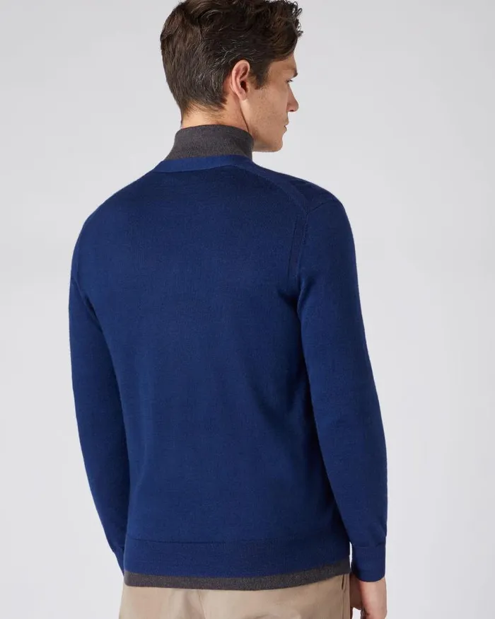 NPeal Cardigans Men Curzon Fine Gauge Cashmere Cardigan French Blue