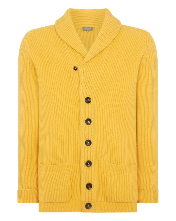 NPeal Cardigans Men The Kensington Cashmere Cardigan Canary Yellow