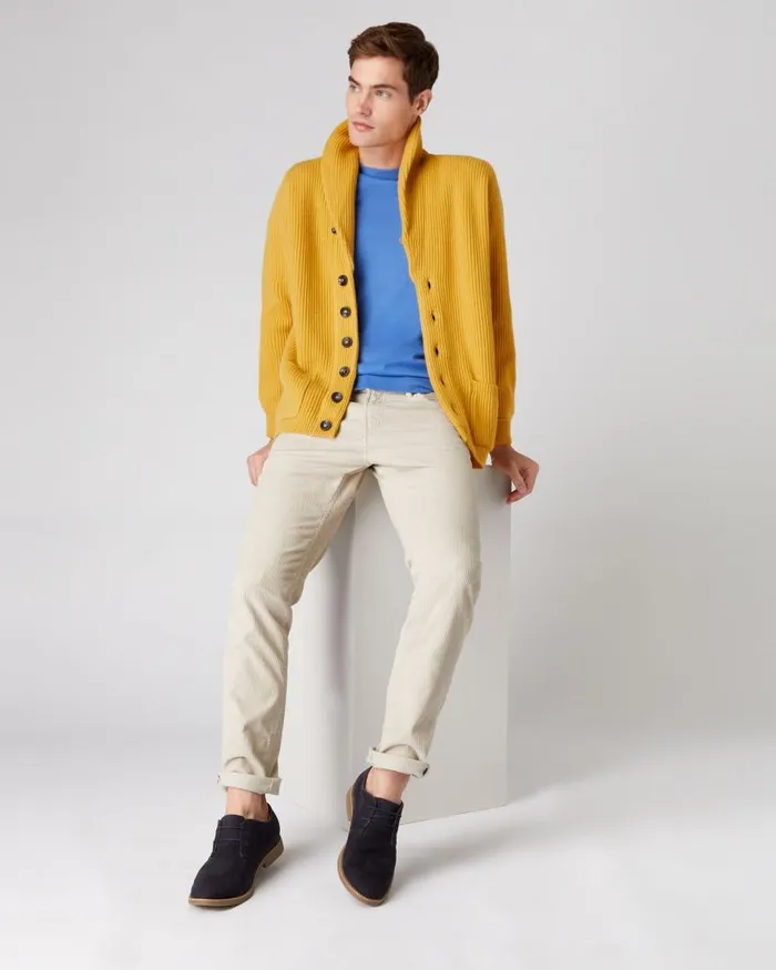 NPeal Cardigans Men The Kensington Cashmere Cardigan Canary Yellow