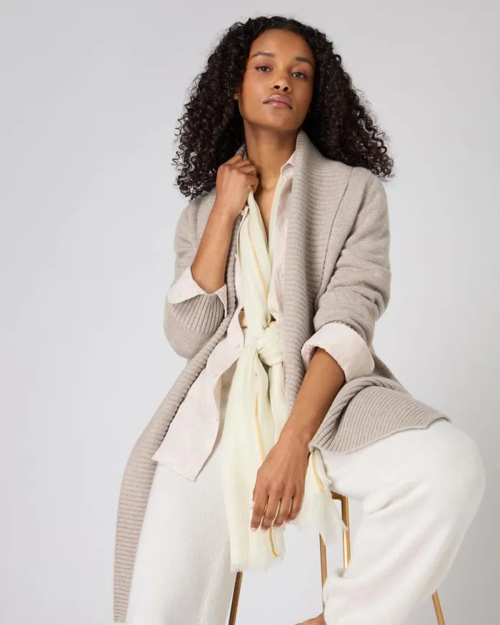 NPeal Cardigans Women Abbey Cashmere Cardigan Oatmeal Brown
