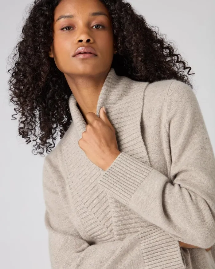 NPeal Cardigans Women Abbey Cashmere Cardigan Oatmeal Brown