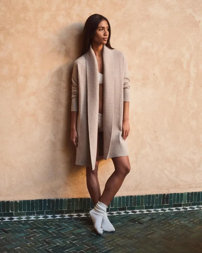 NPeal Cardigans Women Abbey Cashmere Cardigan Oatmeal Brown