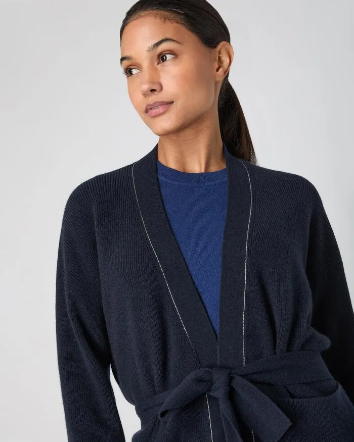 NPeal Cardigans Women Cardigan With Metal Trim Navy Blue