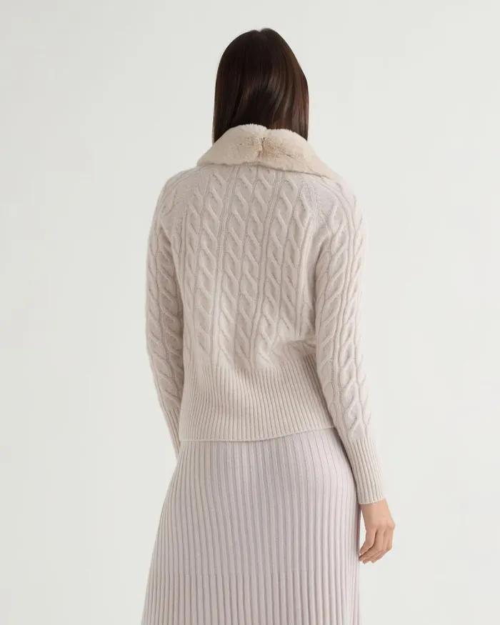 NPeal Cardigans Women Myla Fur Collar Cashmere Cardigan Frost White