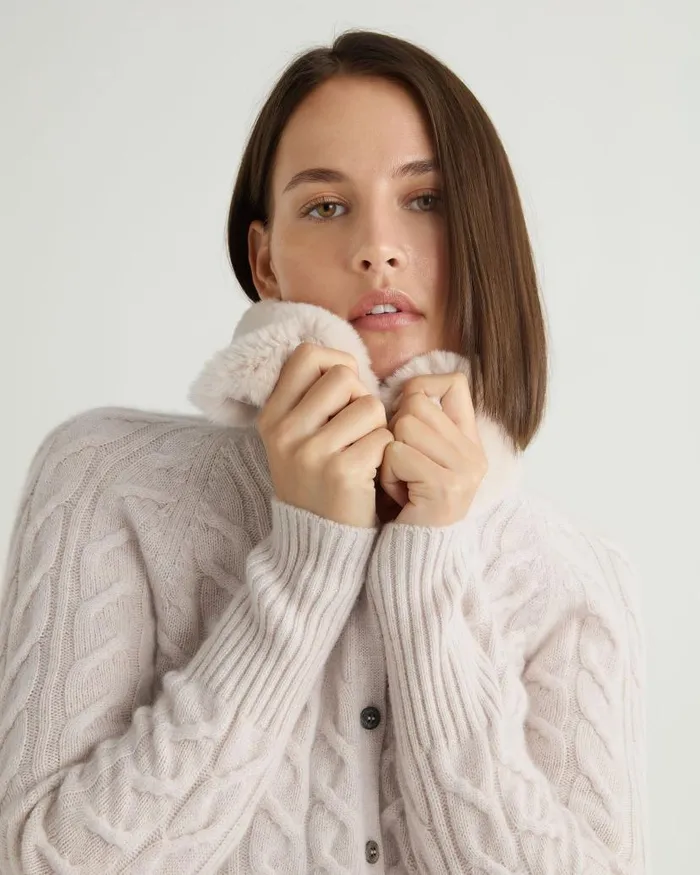 NPeal Cardigans Women Myla Fur Collar Cashmere Cardigan Frost White