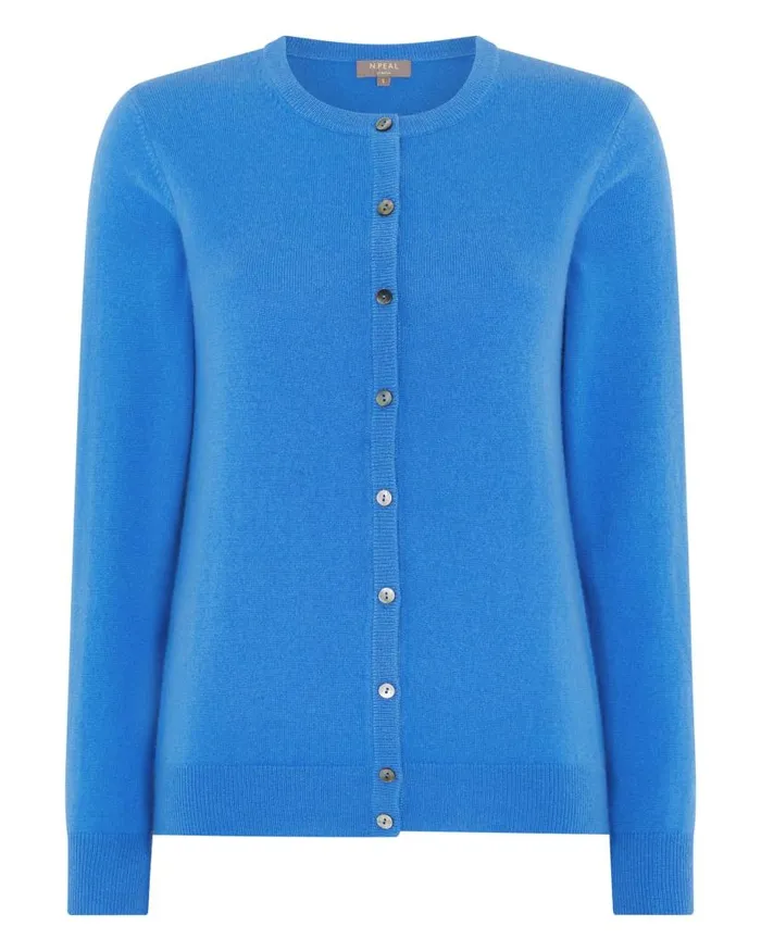 NPeal Cardigans Women Round Neck Cashmere Cardigan Zanzibar Blue