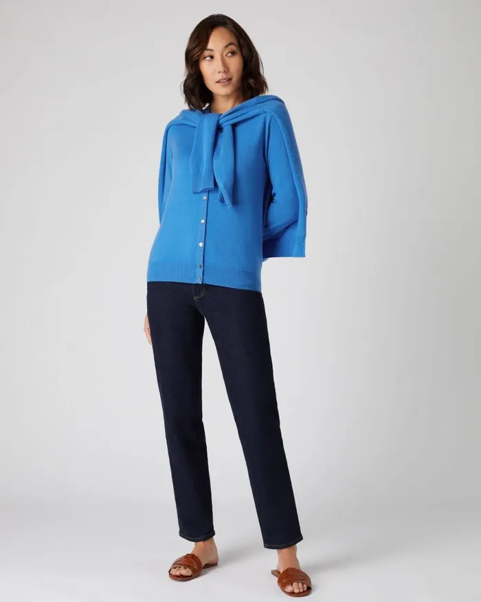NPeal Cardigans Women Round Neck Cashmere Cardigan Zanzibar Blue