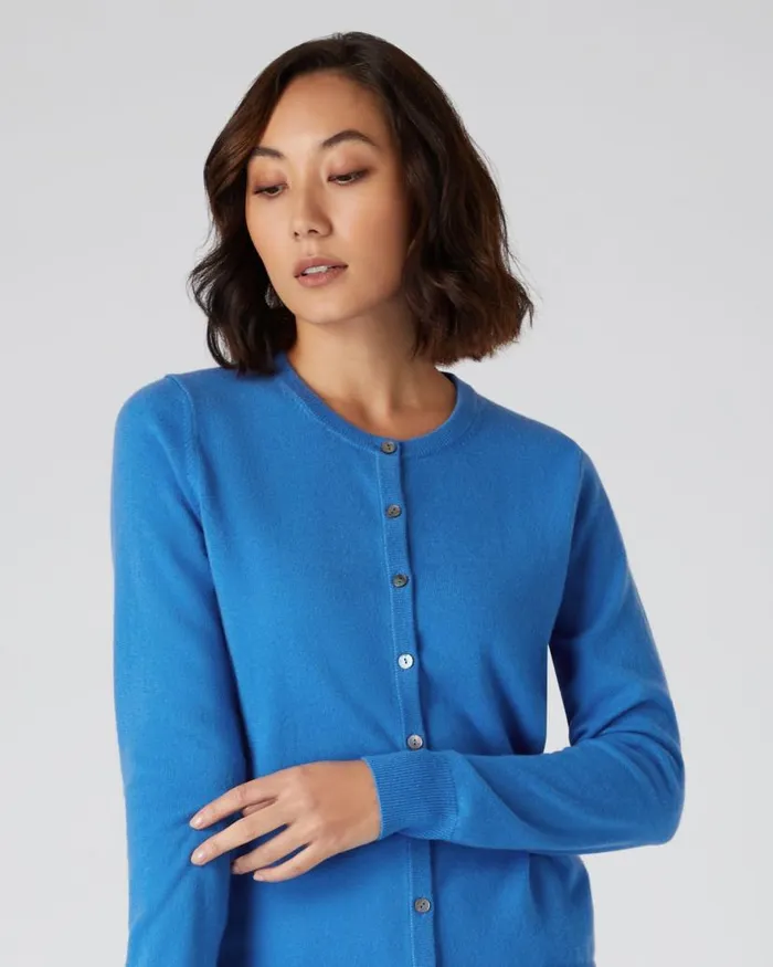 NPeal Cardigans Women Round Neck Cashmere Cardigan Zanzibar Blue