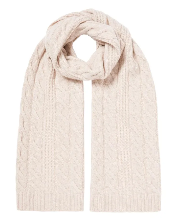 NPeal Cashmere Scarves Women Cable Rib Cashmere Scarf Heather Beige Brown