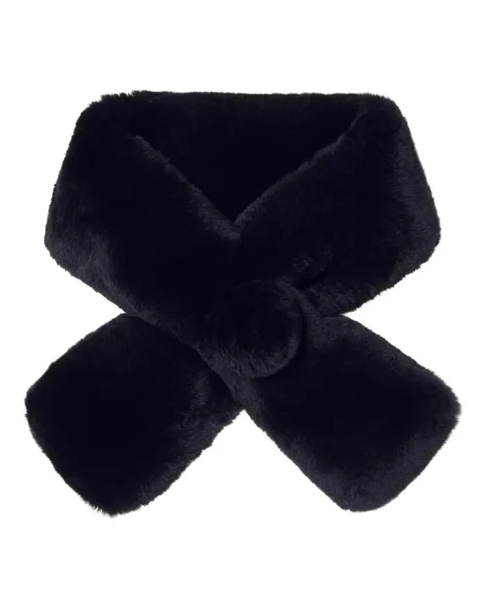 NPeal Cashmere Scarves Women Fur Neck Warmer Navy Blue