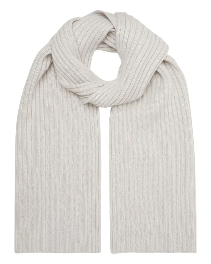 NPeal Cashmere Scarves WomenMen Unisex Chunky Rib Cashmere Scarf Snow Grey