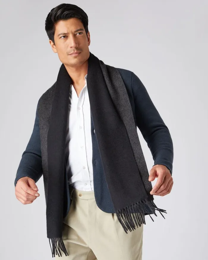NPeal Cashmere Scarves WomenMen Unisex Doubleface Woven Cashmere Scarf Black