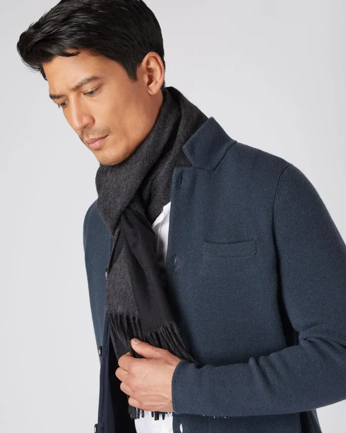 NPeal Cashmere Scarves WomenMen Unisex Doubleface Woven Cashmere Scarf Black