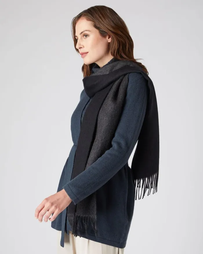 NPeal Cashmere Scarves WomenMen Unisex Doubleface Woven Cashmere Scarf Black
