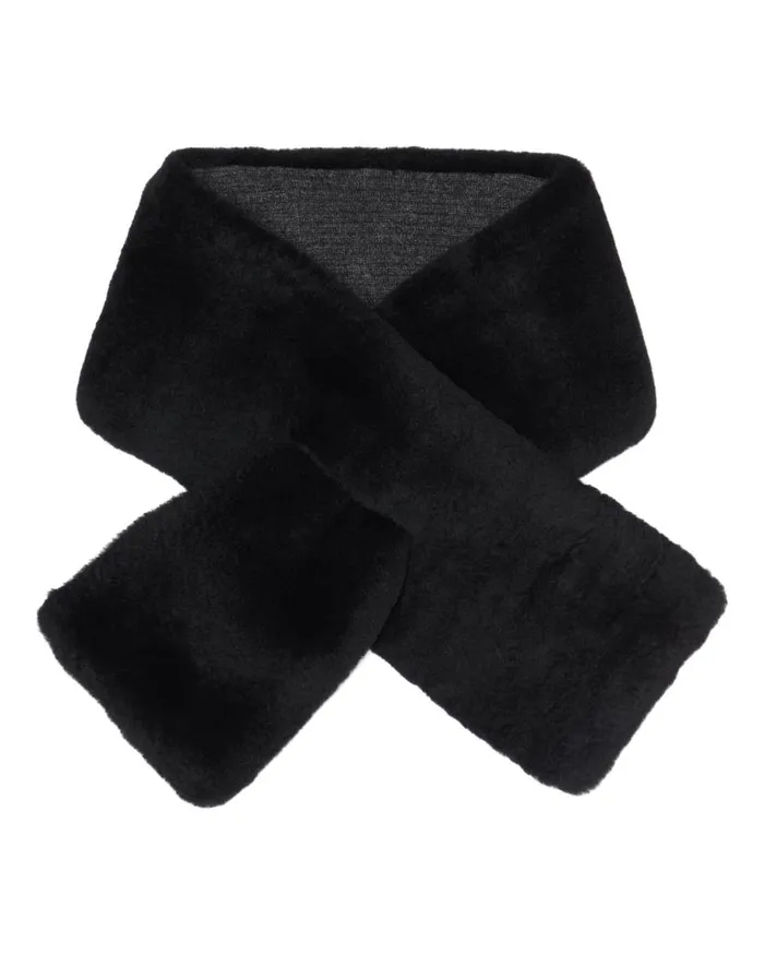NPeal Cashmere Scarves WomenMen Unisex Shearling Neckwarmer Dark Charcoal Grey
