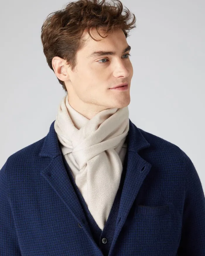 NPeal Cashmere Scarves WomenMen Unisex Woven Cashmere Scarf Heather Beige Brown