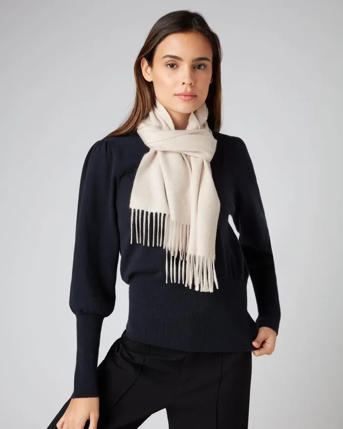 NPeal Cashmere Scarves WomenMen Unisex Woven Cashmere Scarf Heather Beige Brown