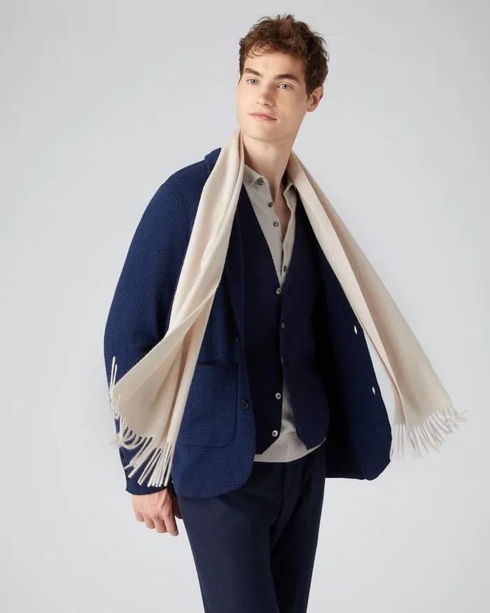 NPeal Cashmere Scarves WomenMen Unisex Woven Cashmere Scarf Heather Beige Brown