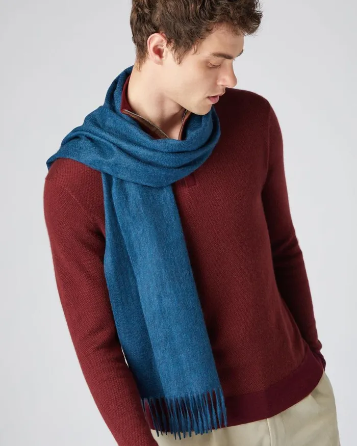 NPeal Cashmere Scarves WomenMen Unisex Woven Cashmere Scarf Lagoon Blue