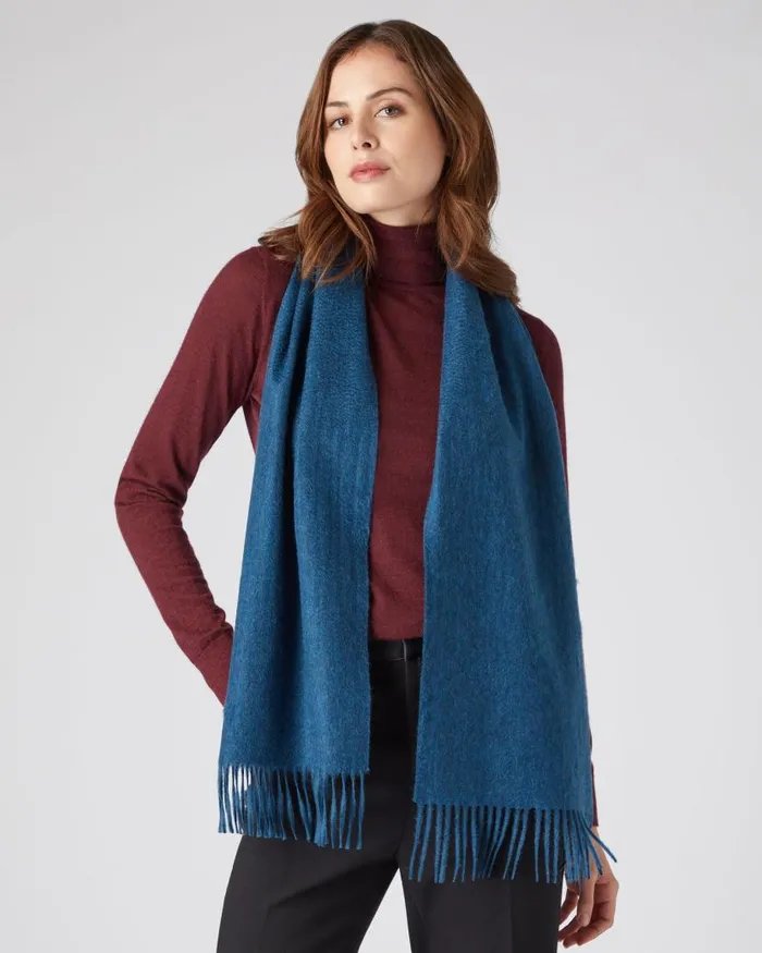 NPeal Cashmere Scarves WomenMen Unisex Woven Cashmere Scarf Lagoon Blue