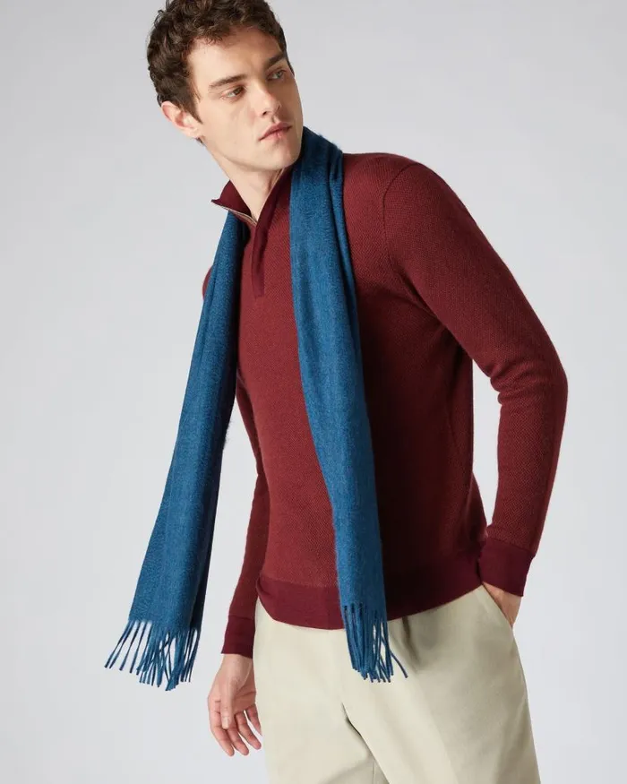 NPeal Cashmere Scarves WomenMen Unisex Woven Cashmere Scarf Lagoon Blue