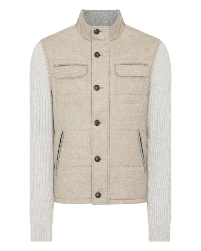 NPeal Coats and Jackets Men Rib Sleeve Woven Jacket Light Brown