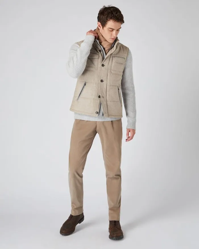 NPeal Coats and Jackets Men Rib Sleeve Woven Jacket Light Brown