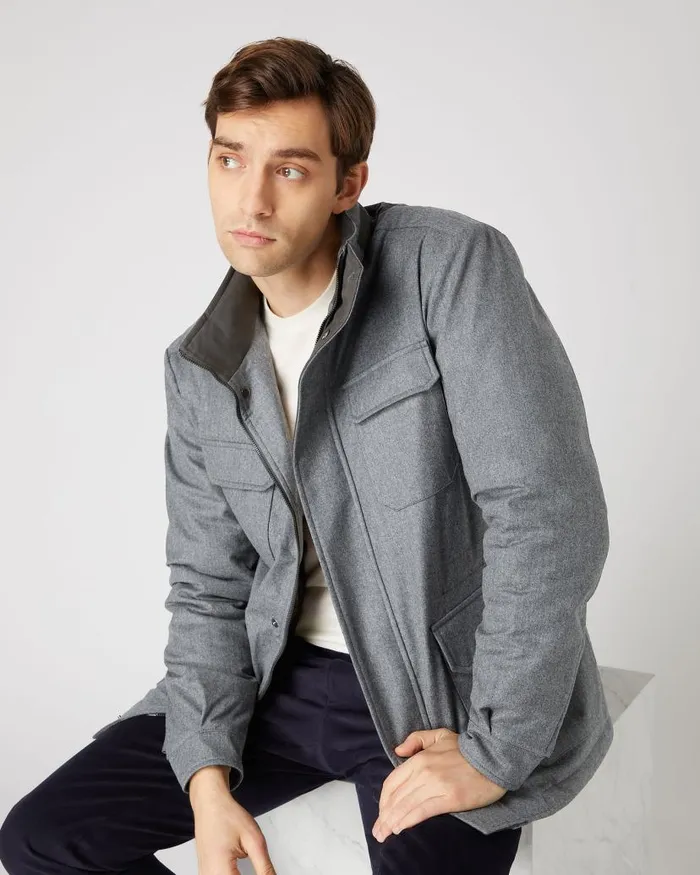 NPeal Coats and Jackets Men Utility Jacket Flannel Grey