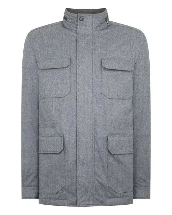 NPeal Coats and Jackets Men Utility Jacket Flannel Grey