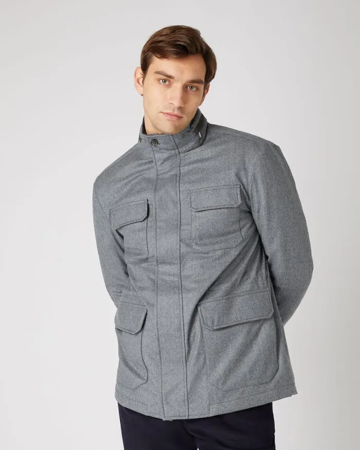 NPeal Coats and Jackets Men Utility Jacket Flannel Grey