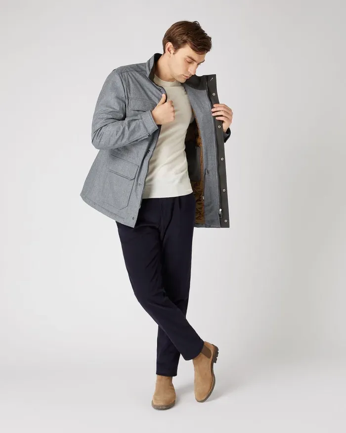 NPeal Coats and Jackets Men Utility Jacket Flannel Grey