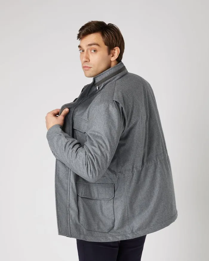 NPeal Coats and Jackets Men Utility Jacket Flannel Grey