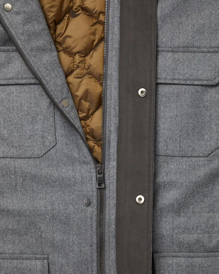 NPeal Coats and Jackets Men Utility Jacket Flannel Grey