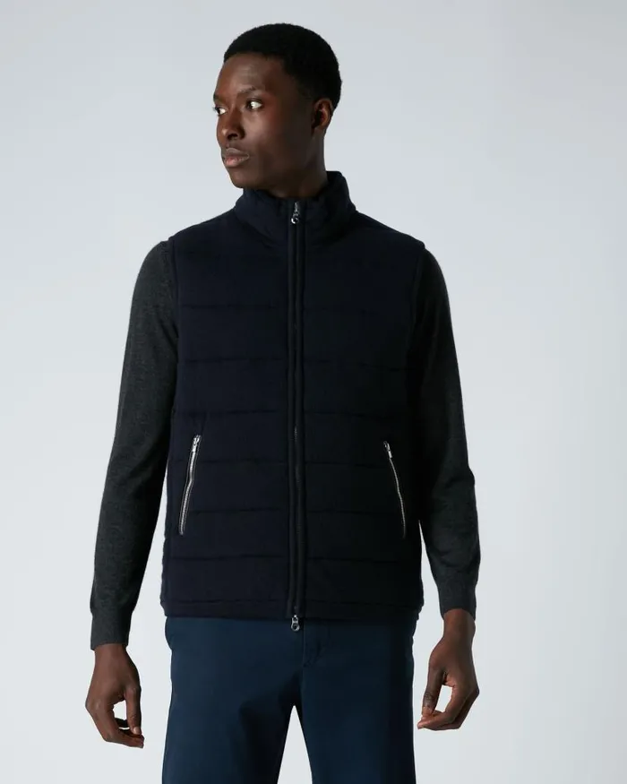 NPeal Gilets and Waistcoats Men Mall Cashmere Gilet Navy Blue