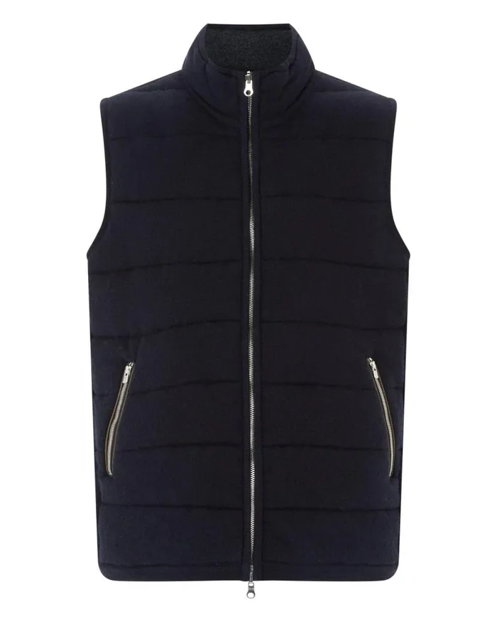 NPeal Gilets and Waistcoats Men Mall Cashmere Gilet Navy Blue