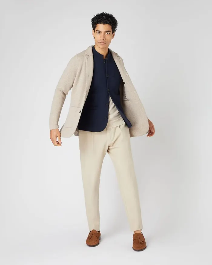 NPeal Gilets and Waistcoats Men Penzance Cotton Cashmere Gilet Navy Blue