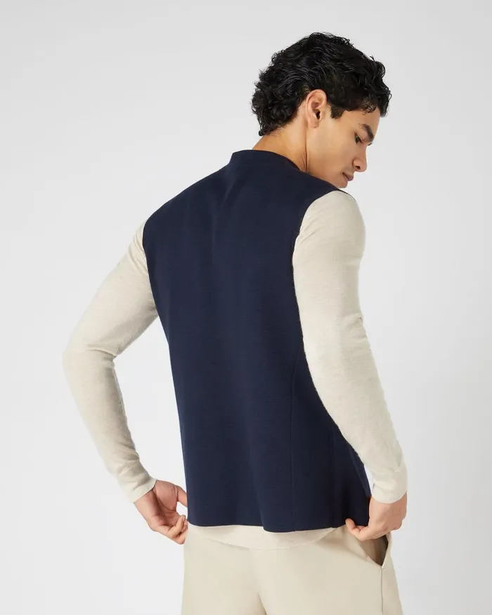 NPeal Gilets and Waistcoats Men Penzance Cotton Cashmere Gilet Navy Blue