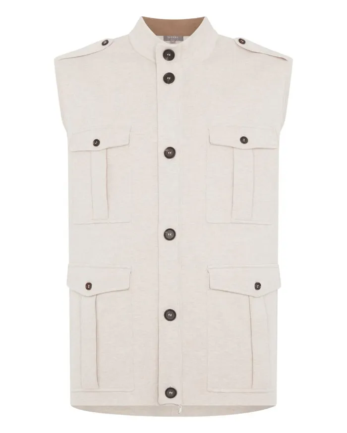 NPeal Gilets and Waistcoats Men Safari Cotton Cashmere Gilet Sandstone Brown