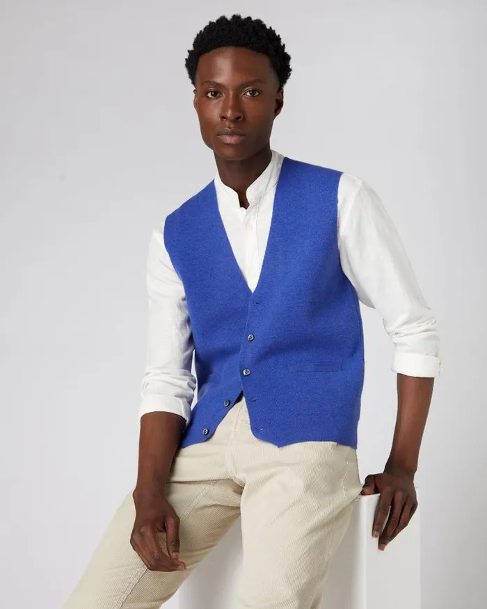 NPeal Gilets and Waistcoats Men The Chelsea Milano Cashmere Waistcoat Nile Blue
