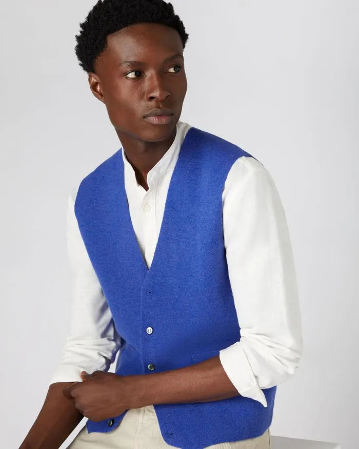 NPeal Gilets and Waistcoats Men The Chelsea Milano Cashmere Waistcoat Nile Blue