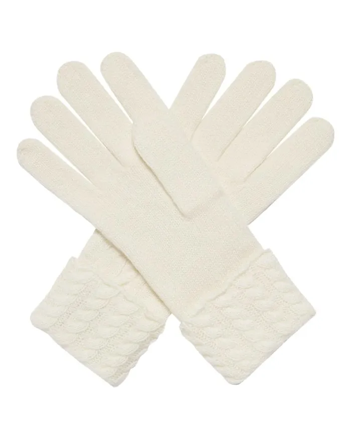 NPeal Gloves Women Cable Cashmere Gloves New Ivory White