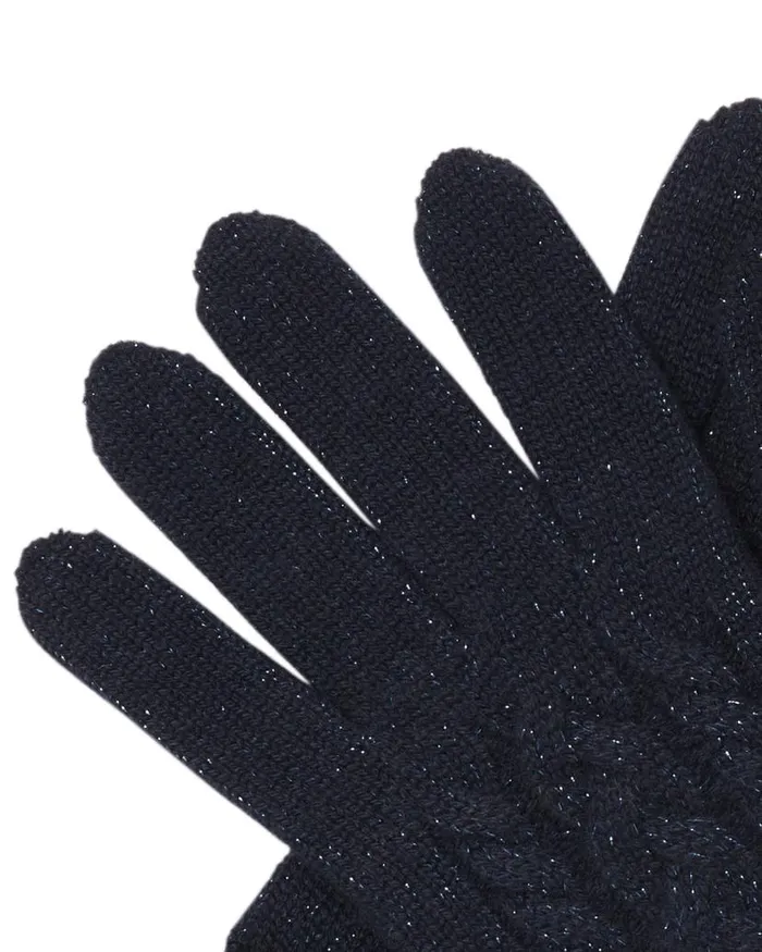 NPeal Gloves Women Cable Gloves Navy Blue Sparkle