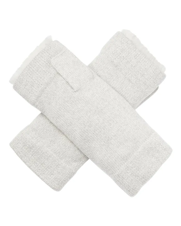 NPeal Gloves WomenMen Unisex Fur Lined Fingerless Cashmere Gloves Pebble Grey