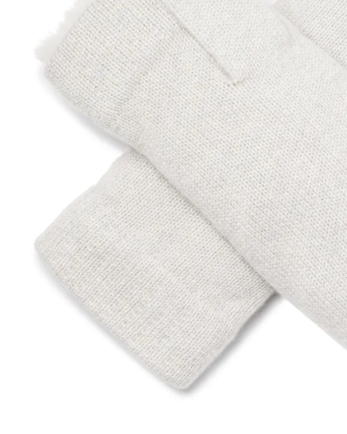 NPeal Gloves WomenMen Unisex Fur Lined Fingerless Cashmere Gloves Pebble Grey