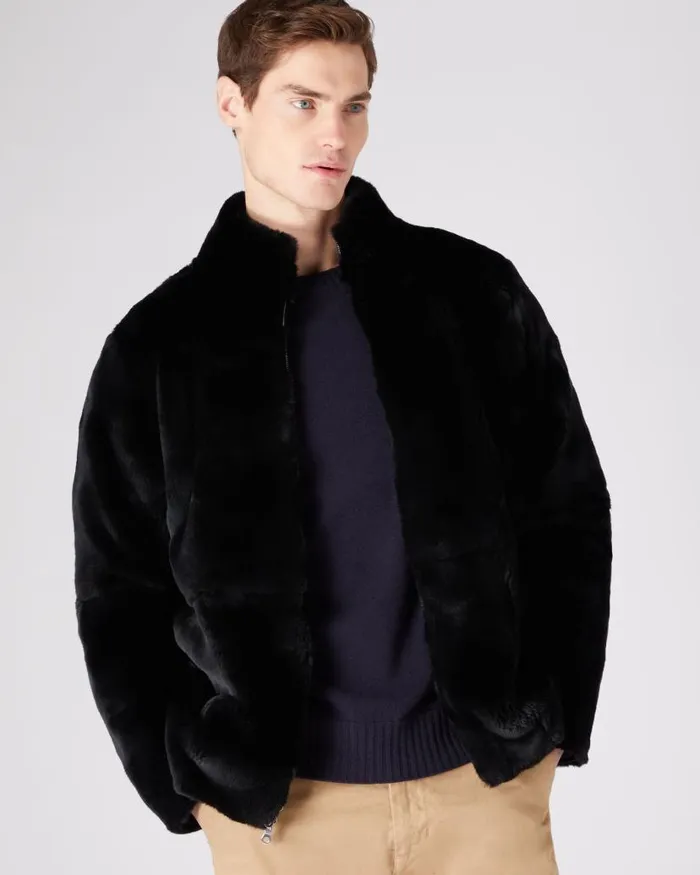 NPeal Half and Full Zip Knitwear Men Aspen Cashmere Cable Fur Cardigan Navy Blue
